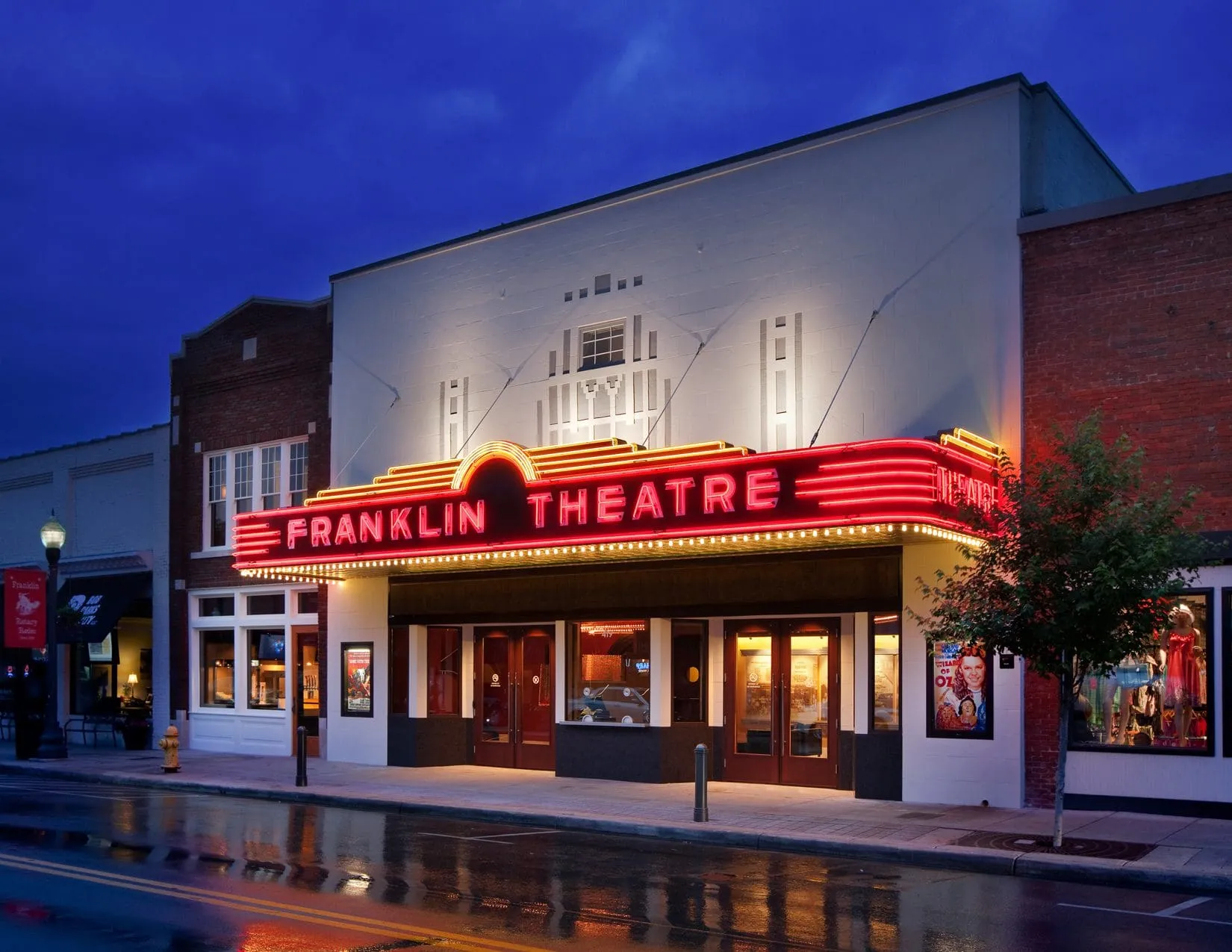 Franklin Theatre marquee on Main Street