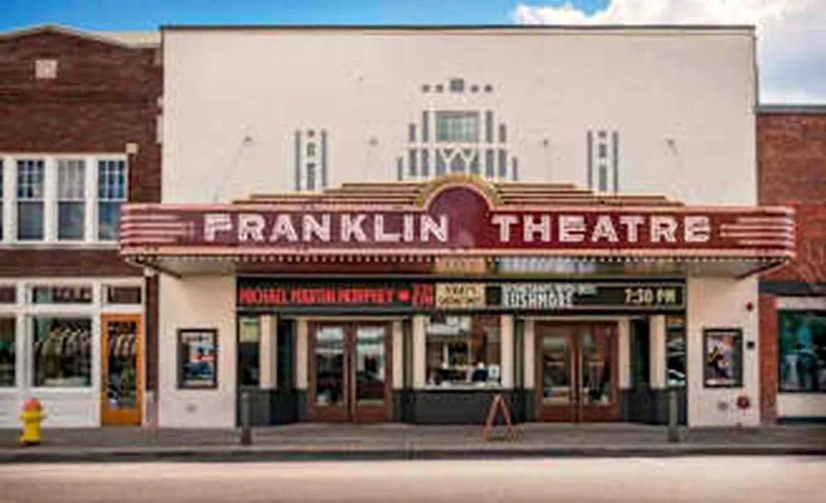 Franklin Theatre marquee on Main Street